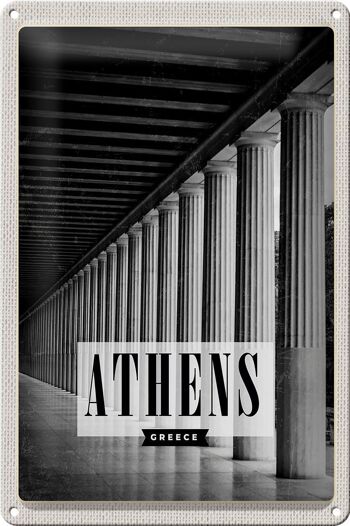 Signe en étain voyage 20x30cm rétro Athènes grèce Antique 1
