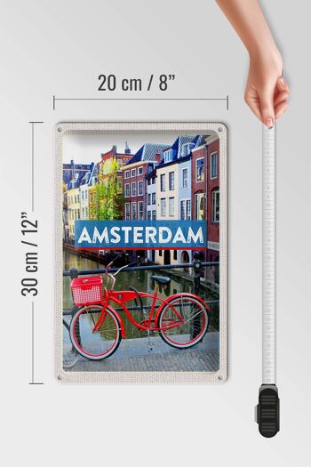 Panneau en étain voyage 20x30cm Amsterdam destination de voyage vélo 4