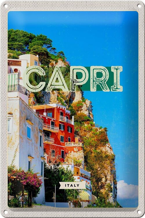 Blechschild Reise 20x30cm Capri Italy Stadt Bergen Urlaub