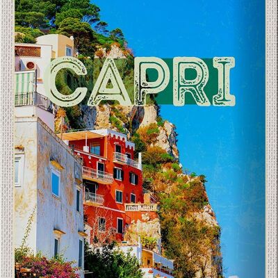 Blechschild Reise 20x30cm Capri Italy Stadt Bergen Urlaub