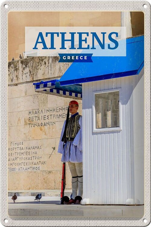 Blechschild Reise 20x30cm Athens Greece Evzone Wache