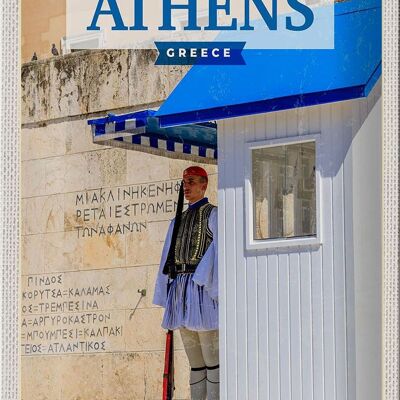 Cartel de chapa de viaje 20x30cm Atenas Grecia Evzone Guard