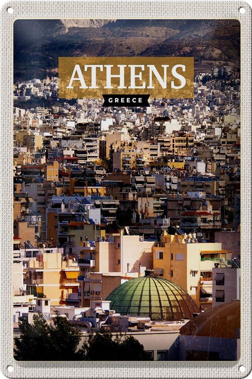 Blechschild Reise 20x30cm Athens Greece Blick auf die Stadt