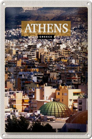 Plaque en tôle voyage 20x30cm Athènes Grèce vue de la ville 1