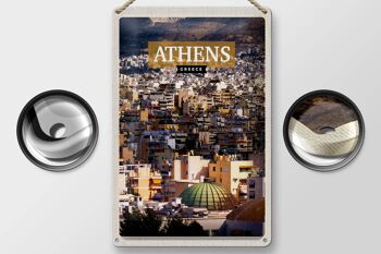 Plaque en tôle voyage 20x30cm Athènes Grèce vue de la ville 2