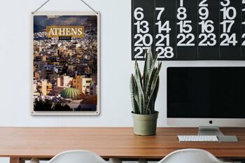 Plaque en tôle voyage 20x30cm Athènes Grèce vue de la ville 3