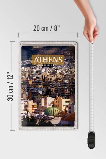 Plaque en tôle voyage 20x30cm Athènes Grèce vue de la ville 4