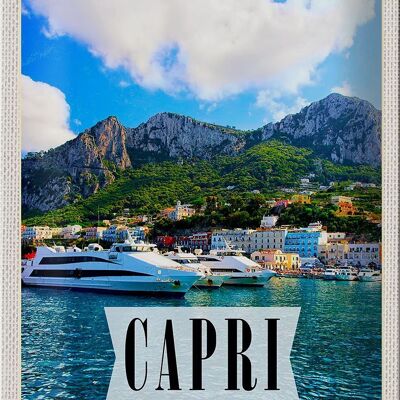 Cartel de chapa de viaje, 20x30cm, Capri, Italia, isla, vacaciones en el mar