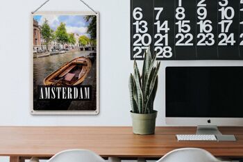 Panneau en étain voyage 20x30cm Amsterdam destination de voyage bateau Hollande 3