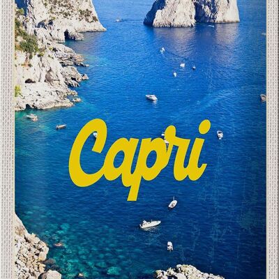 Blechschild Reise 20x30cm Retro Capri Italy Meer Bergen