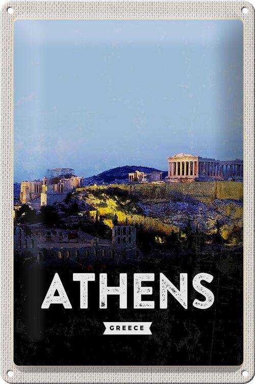 Blechschild Reise 20x30cm Athens Greece Überblick Dekoration