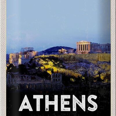 Targa in metallo da viaggio 20x30 cm Atene Grecia Panoramica Decorazione