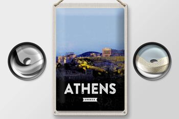 Panneau de voyage en étain, 20x30cm, Athènes, grèce, vue d'ensemble, décoration 2