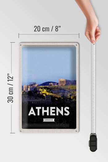 Panneau de voyage en étain, 20x30cm, Athènes, grèce, vue d'ensemble, décoration 4