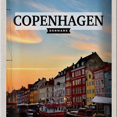 Cartel de chapa viaje 20x30cm Copenhague Dinamarca barcos acuáticos