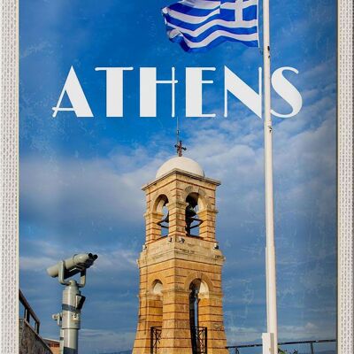 Blechschild Reise 20x30cm Athens Greece Flagge Akropolis