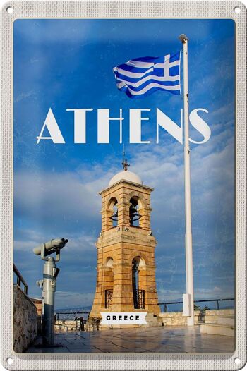 Panneau de voyage en étain, 20x30cm, drapeau d'athènes, grèce, acropole 1