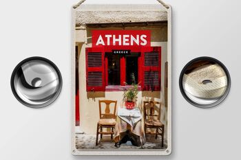 Panneau de voyage en étain, 20x30cm, Athènes, grèce, volets de café 2