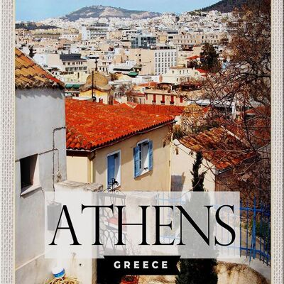 Cartel de chapa de viaje, 20x30cm, Atenas, Grecia, ciudad, destino de viaje