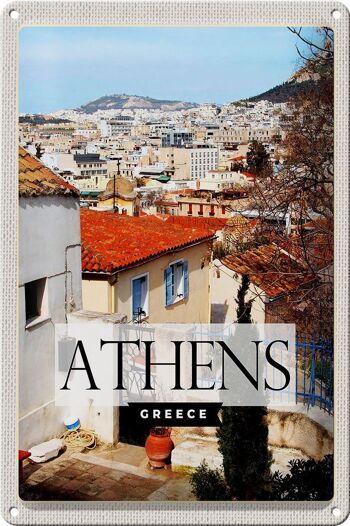 Signe en étain voyage 20x30cm, Athènes, grèce, ville, Destination de voyage 1