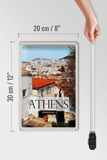 Signe en étain voyage 20x30cm, Athènes, grèce, ville, Destination de voyage 4