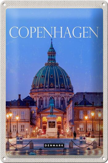 Plaque en tôle voyage 20x30cm Copenhague Danemark Amalienborg 1