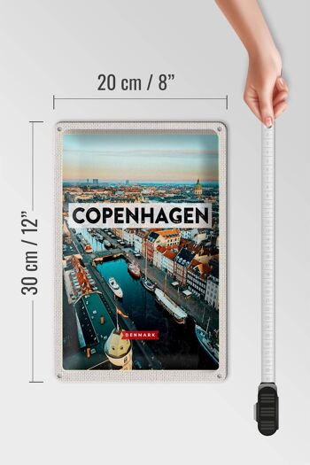 Signe en étain voyage 20x30cm, Copenhague, danemark, rivière de la vieille ville 4