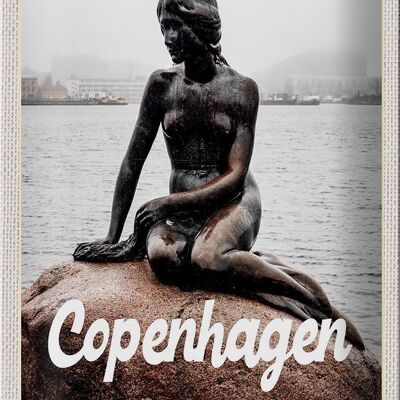 Cartel de chapa de viaje 20x30cm Copenhague Dinamarca sirena