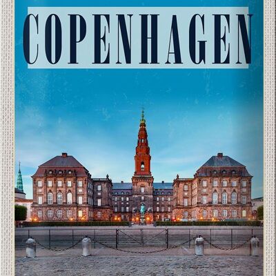 Targa in metallo da viaggio 20x30 cm Retro Copenhagen Danimarca Castello