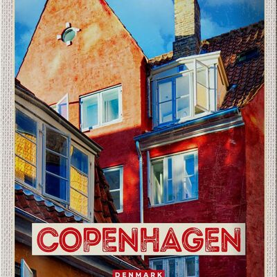 Cartel de chapa viaje 20x30cm Copenhague Dinamarca casa antigua