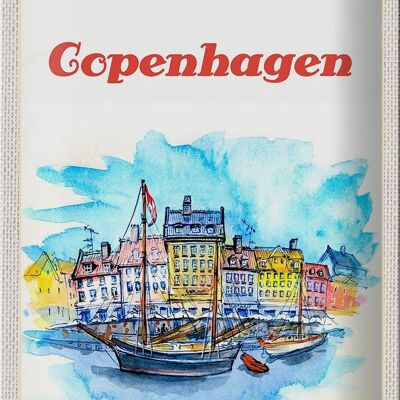 Cartel de chapa viaje 20x30cm imagen Copenhague Dinamarca barco