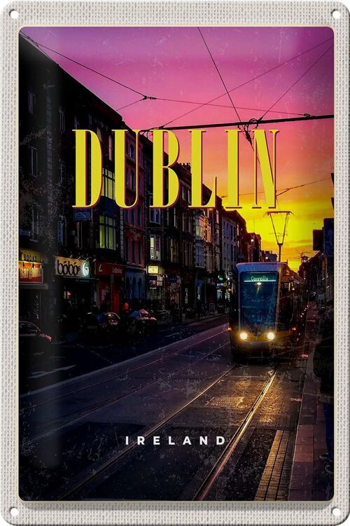 Blechschild Reise 20x30cm Dublin Ireland Sonnenuntergang