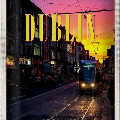 Targa in metallo da viaggio 20x30 cm Dublino Irlanda tramonto