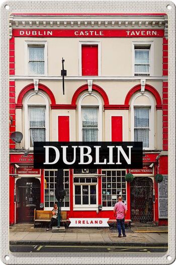 Panneau de voyage en étain, 20x30cm, Dublin, irlande, château, taverne, Destination de voyage 1