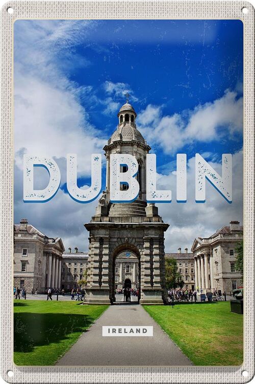 Blechschild Reise 20x30cm Retro Dublin Ireland Reiseziel Stadt