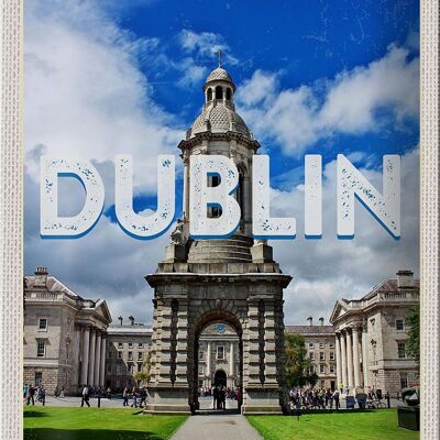 Targa in metallo da viaggio 20x30 cm Retro Dublino Irlanda Città di destinazione del viaggio