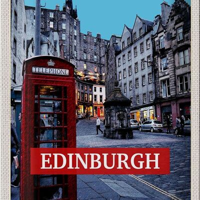 Cartel de chapa viaje 20x30cm Edimburgo Escocia Teléfono rojo