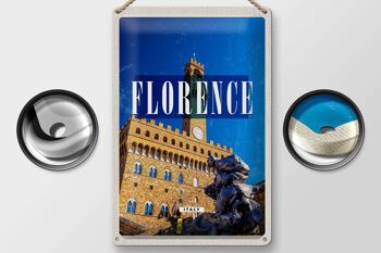 Panneau de voyage en étain, 20x30cm, Florence, italie, tour d'horloge rétro, Toscana 2
