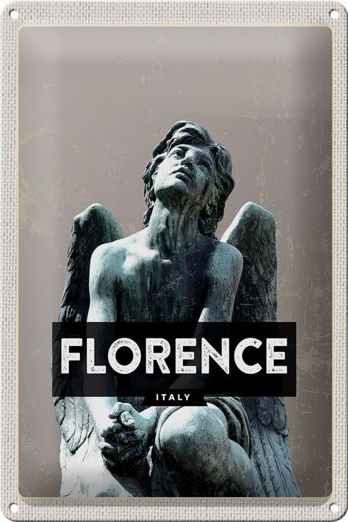 Blechschild Reise 20x30cm Florence Italy wehmütiger Engel Statue