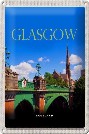 Panneau en étain voyage 20x30cm, pont médiéval de Glasgow, Écosse 1