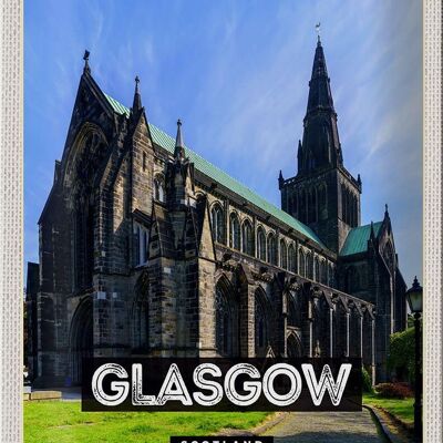 Cartel de chapa de viaje 20x30cm Castillo de Glasgow Escocia