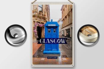 Panneau en étain voyage 20x30cm, Glasgow, Écosse, cellule de Police bleue 2