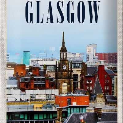 Cartel de chapa de viaje 20x30cm Glasgow Escocia casco antiguo