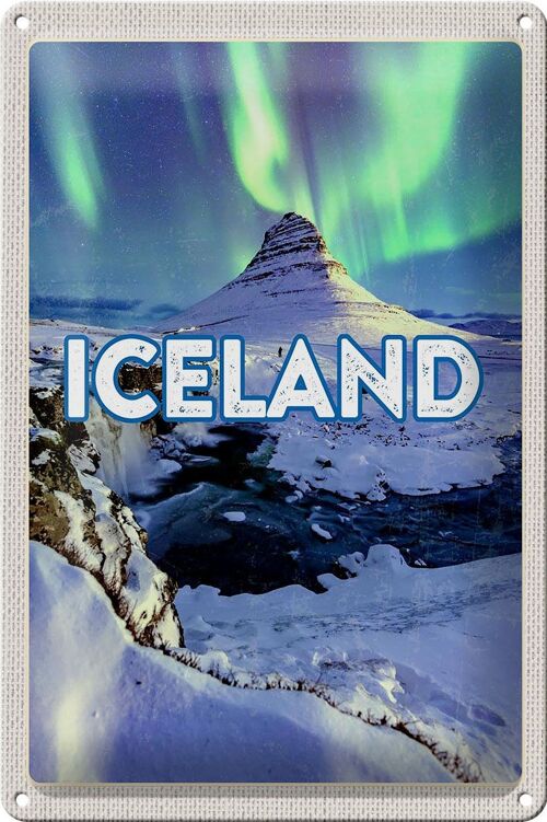 Blechschild Reise 20x30cm Iceland Inselstaat Polarlicht Island