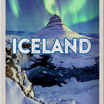 Cartel de chapa viaje 20x30cm Islandia estado insular Auroras Boreales Islandia