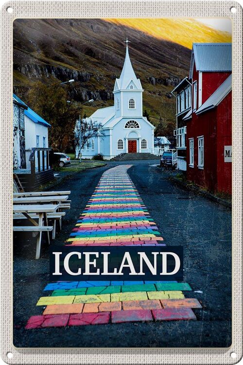 Blechschild Reise 20x30cm Iceland Inselstaat Kirche