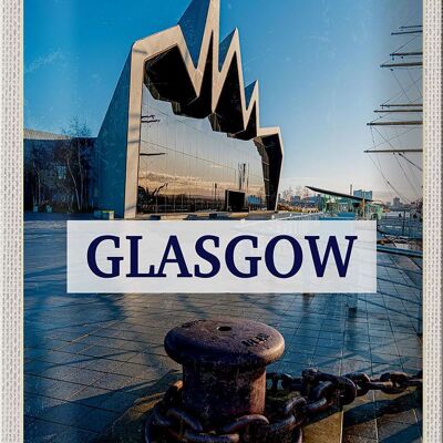 Cartel de chapa viaje 20x30cm Glasgow Escocia ciudad portuaria