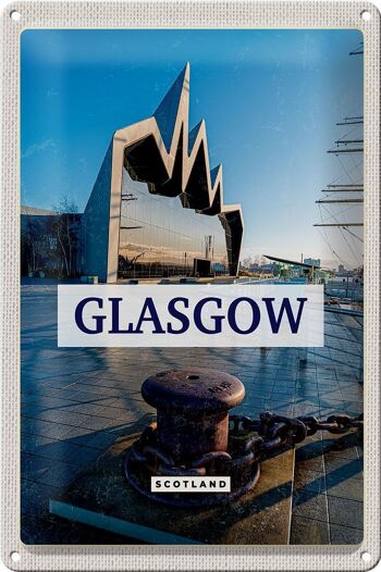 Panneau en étain voyage 20x30cm ville portuaire de Glasgow en Écosse 1