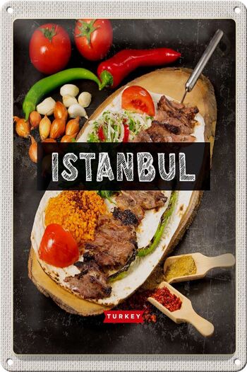Panneau de voyage en étain, 20x30cm, Istanbul, dinde, Kebab, viande, Steak 1