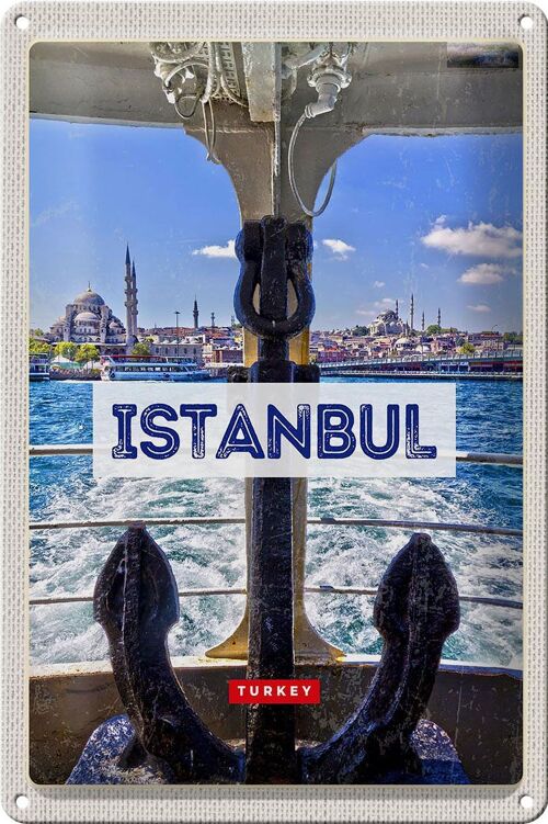 Blechschild Reise 20x30cm Istanbul Turkey Anker Meer